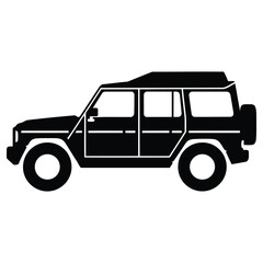 Simple Black Silhouette Illustration of a Four-Door Off-Road Vehicle