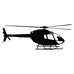 Helicopter Silhouette Isolated on White Background - Air Transportation Graphic