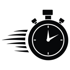 Fast Stopwatch Icon Vector Illustration, Speed Timer Concept in Black and White.