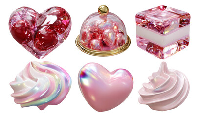 Fototapeta premium Colorful 3D Illustrations of Mini Dessert Confections with Glossy Finish
