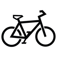 Simple Black Bicycle Icon Isolated on White Background. Vector Bike Illustration.