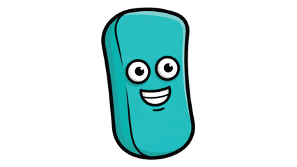 Cute Cartoon Eraser Character with Happy Face.