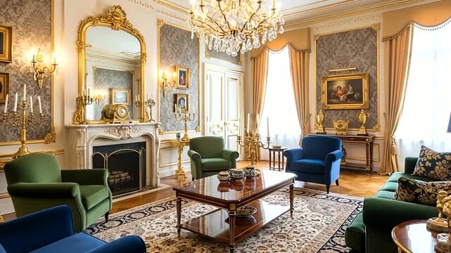 Elegant Interior Design: A Luxurious Living Room with Sophisticated D?cor and Classic Furnishings