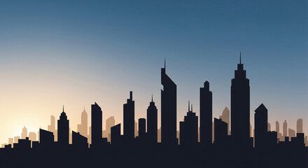 Fototapeta premium City Skyline Silhouette at Sunset