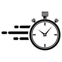 Obraz premium Fast Timer Icon, Black and White Stopwatch for Speed, Urgency and Deadlines