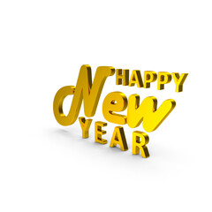 Golden 3d happy new year text for festive holiday greeting card