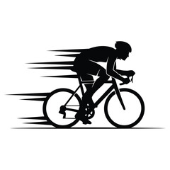 Obraz premium Streamlined Cyclist Silhouette, Speed and Motion, Bicycle Rider, Sport and Fitness