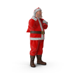 Santa claus with gift sack looking right, holiday season joy concept