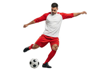 Man playing soccer isolated on transparent background