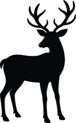 Reindeer with antlers silhouette Black silhouette of a reindeer with large antlers