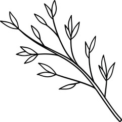 Branch line art vector thin black outline