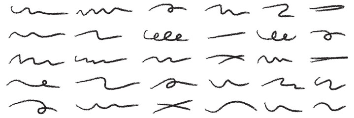 A set of strikethrough underlines. Black brush stroke underline. Marker pen highlight stroke. Vector swoosh brush underline set for accent, marker emphasis element. Best Collection. 