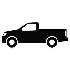 Pickup Truck Vector Icon Illustration. Transportation Silhouette Symbol.