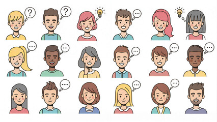 Monochrome People Character Set – Profile Avatars for UI and Social Media