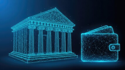 Digital banking and modern electronic wallet financial technology concept