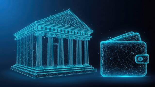 Digital banking and modern electronic wallet financial technology concept