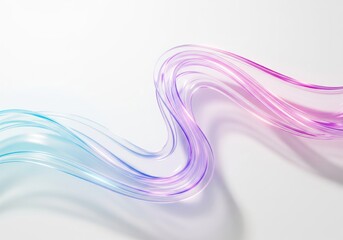 Abstract, flowing, gradient tubes of blue, purple, and pink against white background.