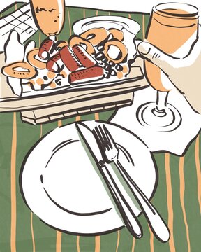 Fast Food Colorful Sketch illustration