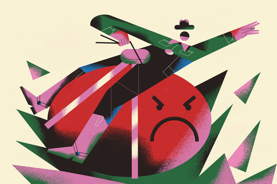 Controlling and driving your anger. Psychology concept.