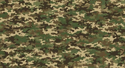 Close up camouflage fabric texture with woodland pattern.