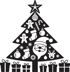 Tree illustration winter silhouette holiday logo december icon decoration outline green celebration christmas year merry festive season pine xmas shape and vector graphic background