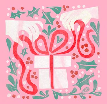 Christmas card with present gift