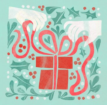 Christmas card with present gift