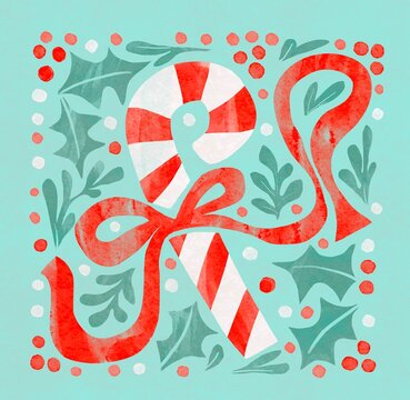 Christmas card with Candy cane