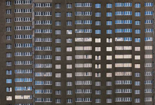 New Apartment Buildings in Urban Construction Site With Scaffolding