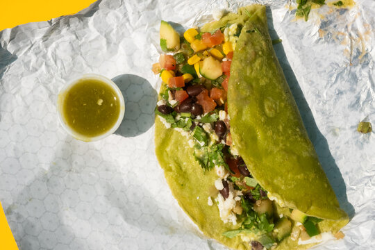 Breakfast Taco in Green Tortilla