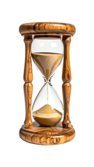 Hourglass with sand, wood frame. Isolated