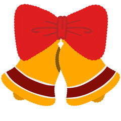 Illustration of Christmas Bells with Red Bow