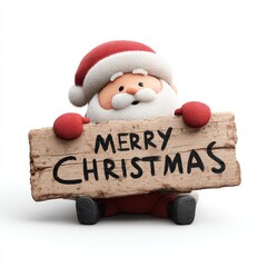 Naklejka premium Festive Santa Holding 'Merry Christmas' Sign with Holiday Spirit
