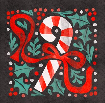 Christmas card with Candy cane