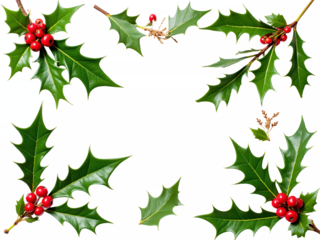 Premium Photo of Fresh green holly leaves with bright red berries - christmas concept