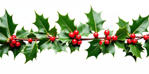 Premium Photo of Fresh green holly leaves with bright red berries - christmas concept