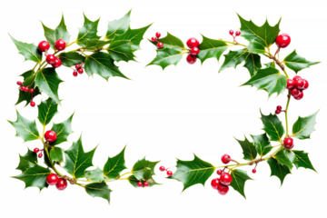 Premium Photo of Fresh green holly leaves with bright red berries - christmas concept