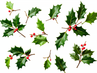 Premium Photo of Fresh green holly leaves with bright red berries - christmas concept