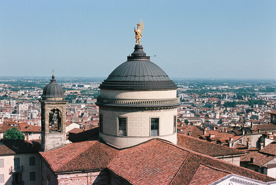the Cathedral dome of Citta Alta in Bergamo, Italy, 35mm film