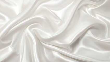 Fototapeta premium Elegant white satin fabric abstract background with flowing folds and soft highlights luxury texture