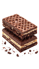 Stacked chocolate wafer cookies, crumbs