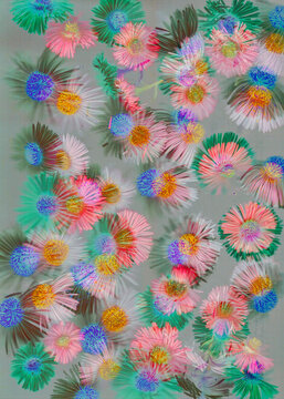 Colorful floral pattern with soft pastel hues