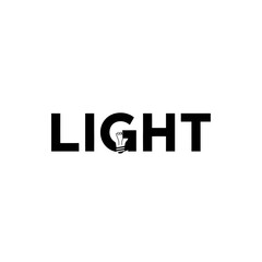 Obraz premium Black word light with lightbulb icon replacing letter g