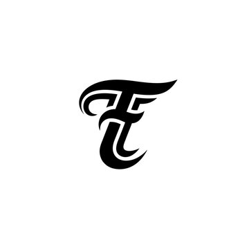 Stylized black letter f monogram logo design