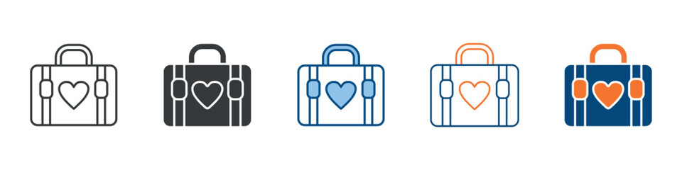 Suitcase Icon Set Multiple Style Collection 