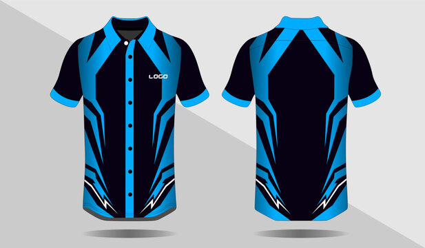 Modern Sporty Shirt Design with Blue Accents and Dynamic Patterns for Active Wear