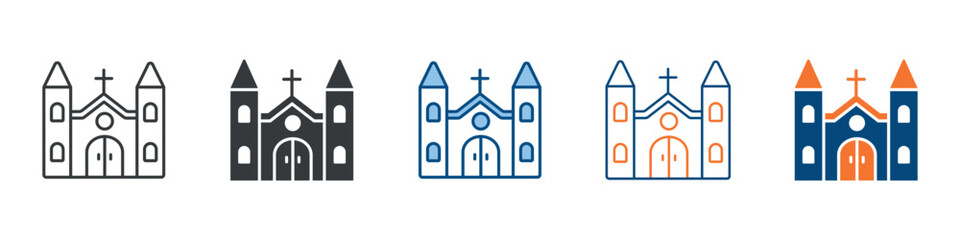 Church Icon Set Multiple Style Collection 