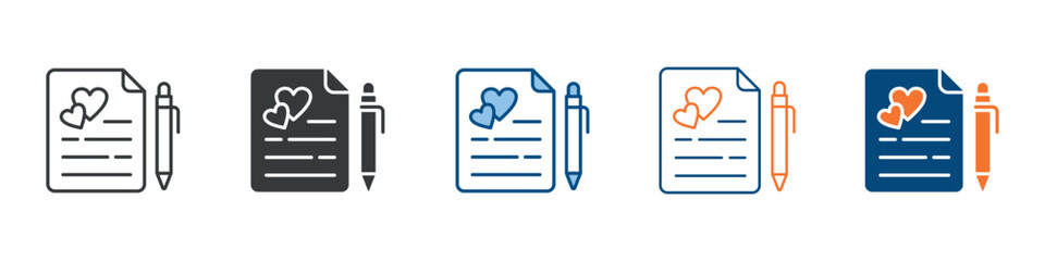 Wedding Contract Icon Set Multiple Style Collection 