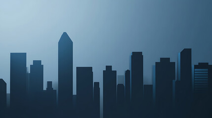 Obraz premium Urban Dreamscape: A minimalist city skyline in cool hues, evoking a sense of tranquility and ambition. Perfect for backgrounds, illustrations, or modern design projects.