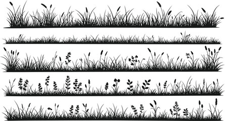 A series of black and white grass illustrations in varying densities © Tm Studio